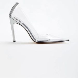 Good American Cinder-f*cking Rella Pumps Size 10 Glass GA275P-X